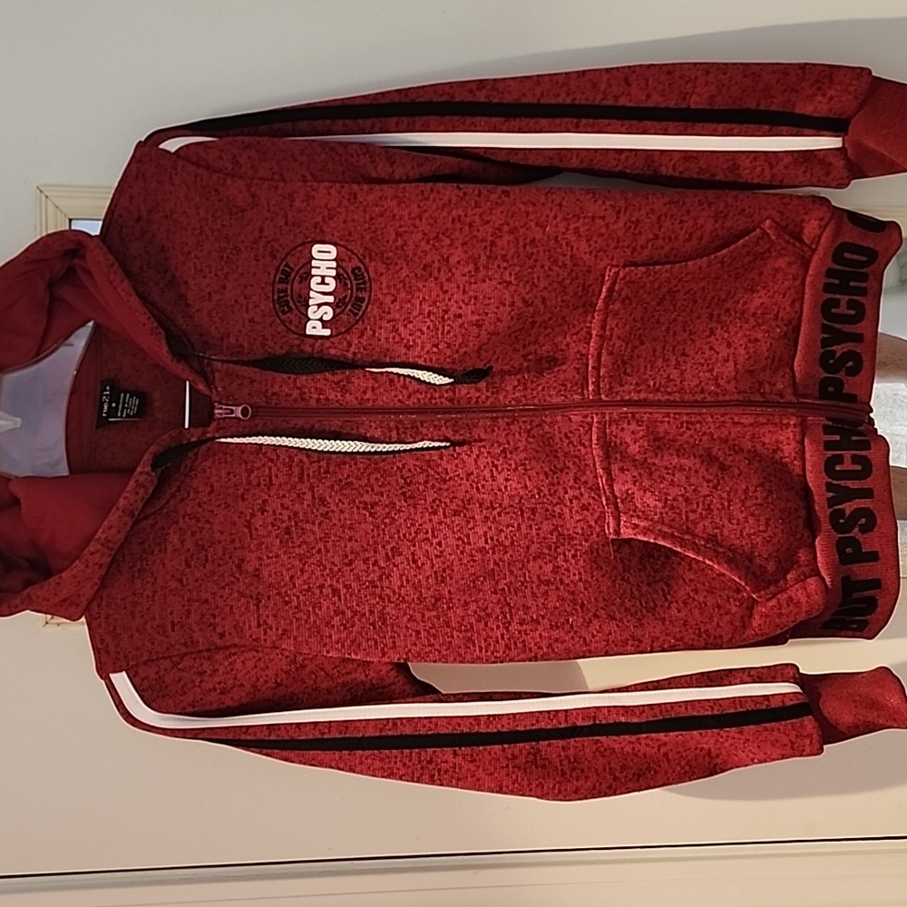 Rue 21 Juniors zipper up sweatshirt "Cute But Psycho" size medium